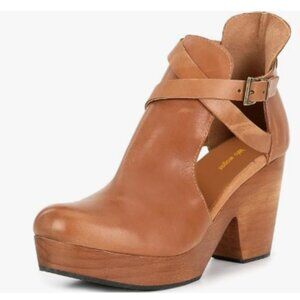 Brown Women's Platform Round Toe Cutout Ankle Boots Strap Buckles Cork Shoe
